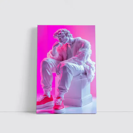 Classical Statue Streetwear Pink Neon Background