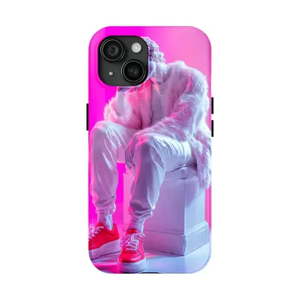 Classical Statue Streetwear Pink Neon Background
