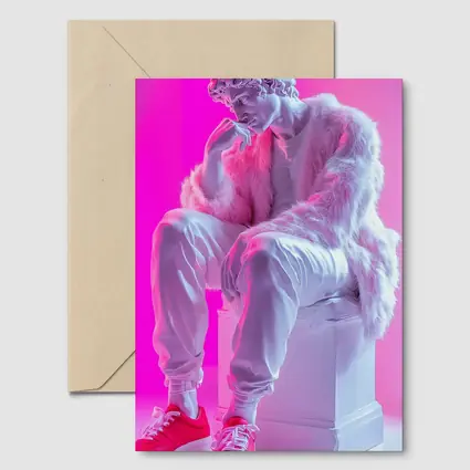 Classical Statue Streetwear Pink Neon Background