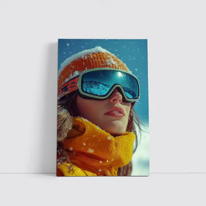 Woman Skier Snow Goggles Orange Winter Gear