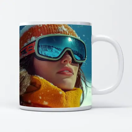 Woman Skier Snow Goggles Orange Winter Gear
