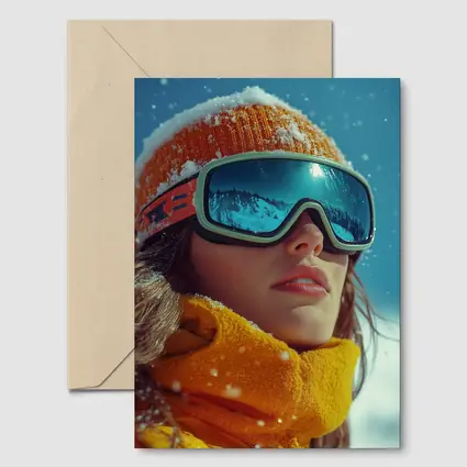 Woman Skier Snow Goggles Orange Winter Gear