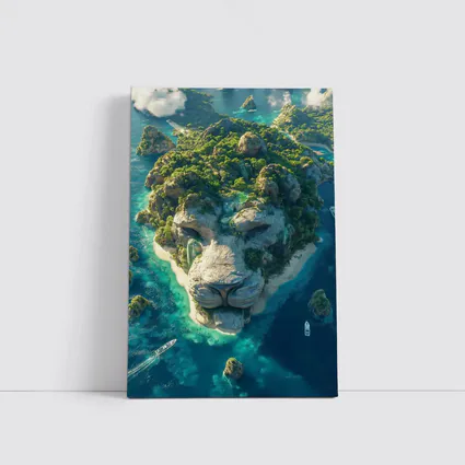 Lion Face Island Aerial Tropical Ocean View