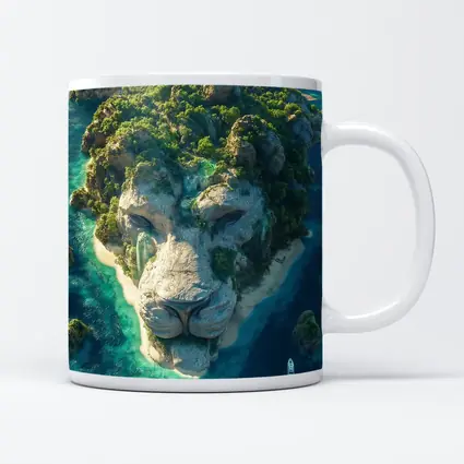 Lion Face Island Aerial Tropical Ocean View