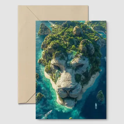 Lion Face Island Aerial Tropical Ocean View