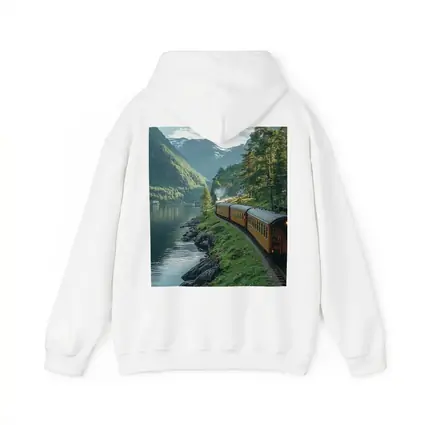 Vintage Train Running Along Mountain Fjord