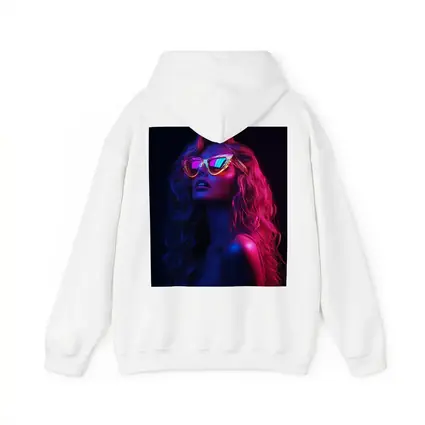 Neon Glow Woman Sunglasses Dark Background
