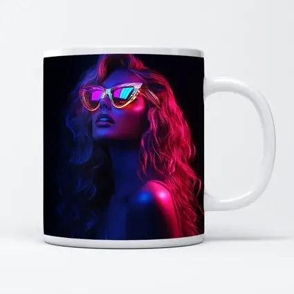 Neon Glow Woman Sunglasses Dark Background