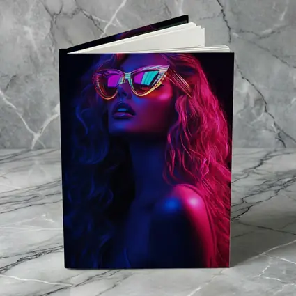 Neon Glow Woman Sunglasses Dark Background