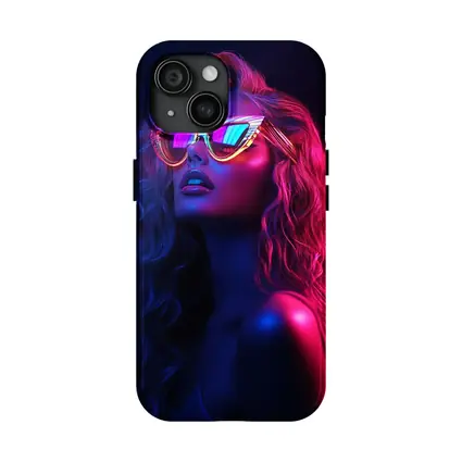 Neon Glow Woman Sunglasses Dark Background
