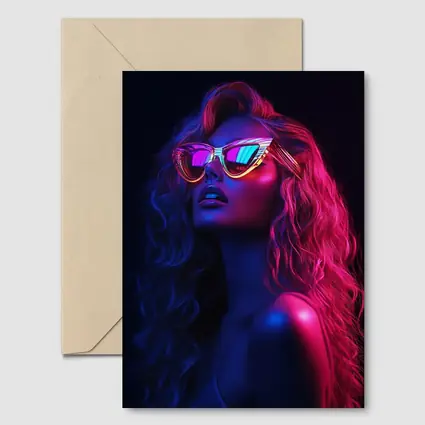 Neon Glow Woman Sunglasses Dark Background