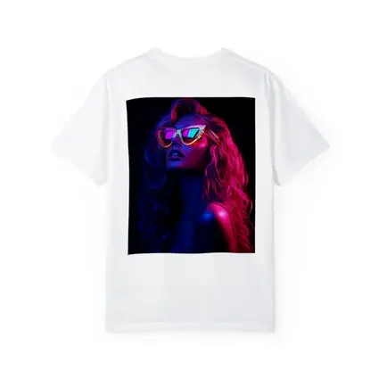 Neon Glow Woman Sunglasses Dark Background