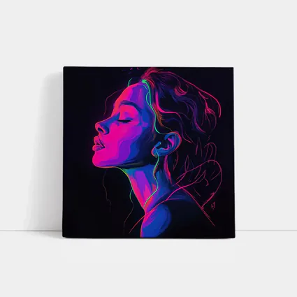 Neon Woman Portrait Dark Background Illustration