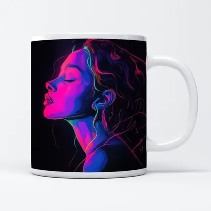 Neon Woman Portrait Dark Background Illustration