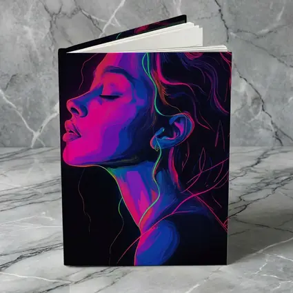 Neon Woman Portrait Dark Background Illustration