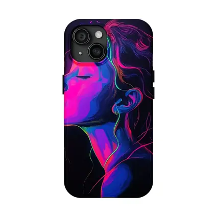 Neon Woman Portrait Dark Background Illustration