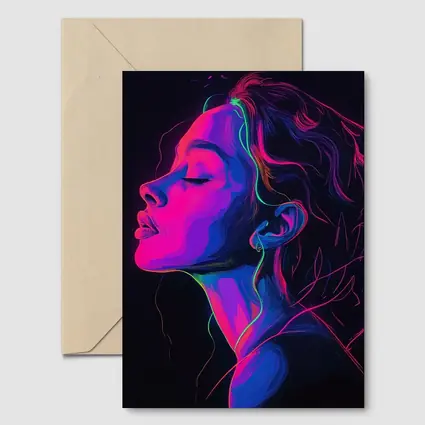 Neon Woman Portrait Dark Background Illustration