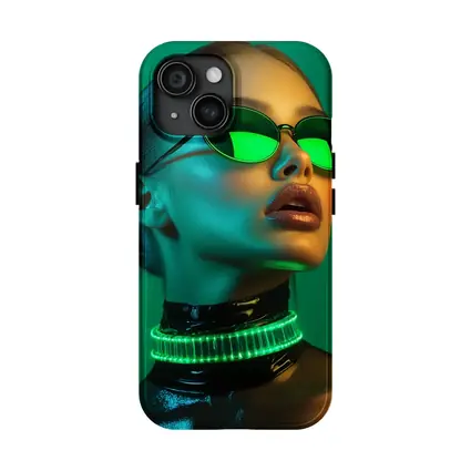 Neon Green Woman Portrait Cyberpunk Style