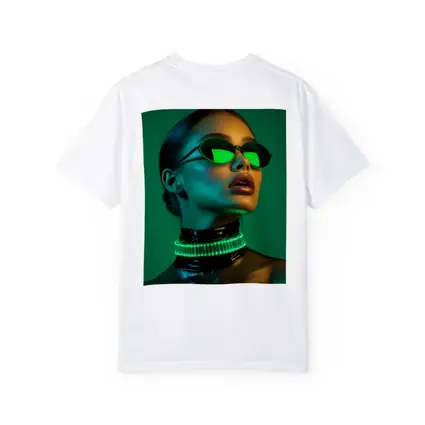 Neon Green Woman Portrait Cyberpunk Style