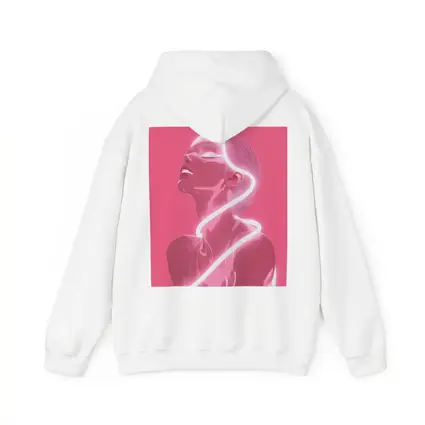 Neon Line Woman Portrait Pink Background Art