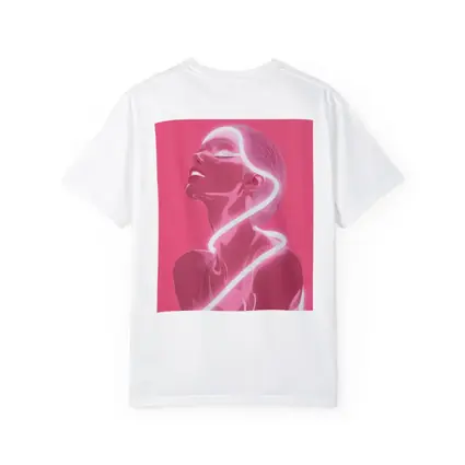 Neon Line Woman Portrait Pink Background Art