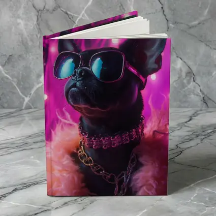 French Bulldog Sunglasses Pink Neon Background