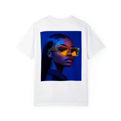 Woman Neon Sunglasses Blue Studio Portrait