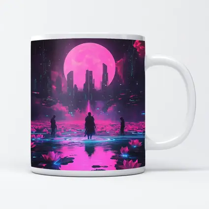 Cyberpunk Samurai Neon City Pink Moon