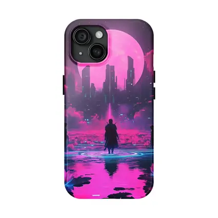Cyberpunk Samurai Neon City Pink Moon