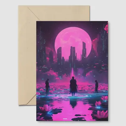 Cyberpunk Samurai Neon City Pink Moon
