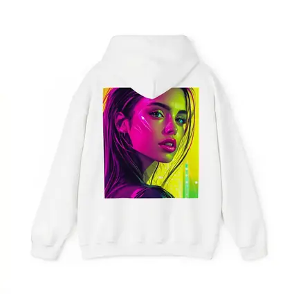 Neon Pop Art Portrait Girl Yellow Background