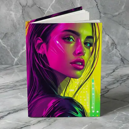 Neon Pop Art Portrait Girl Yellow Background