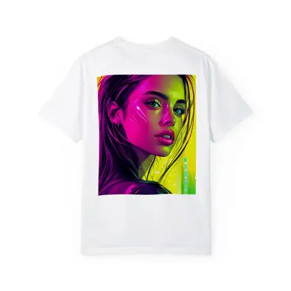 Neon Pop Art Portrait Girl Yellow Background