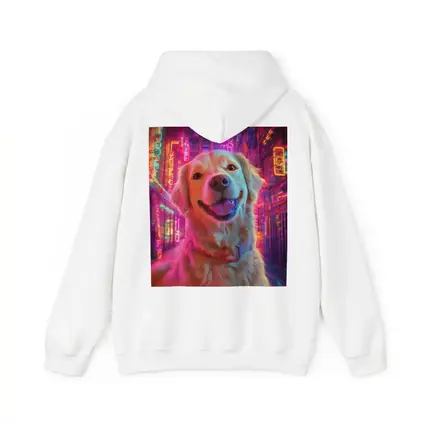Golden Retriever Neon City Night Art