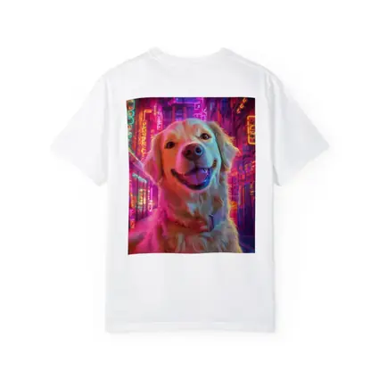 Golden Retriever Neon City Night Art