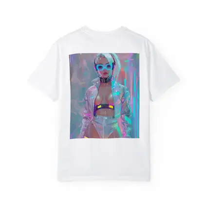 Cyberpunk Girl Neon Holographic Futuristic Art