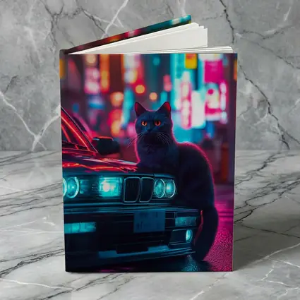 Black Cat on BMW Neon City Night