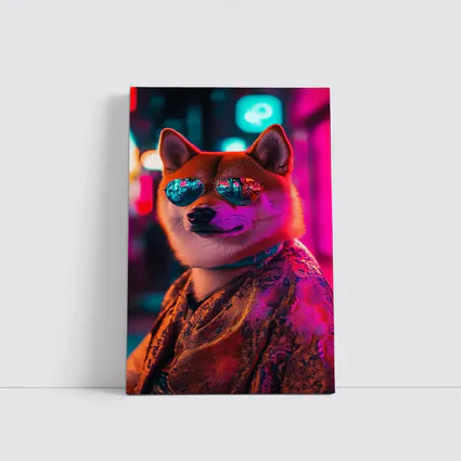 Shiba Inu Dog Sunglasses Neon City Night