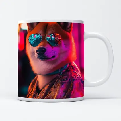 Shiba Inu Dog Sunglasses Neon City Night