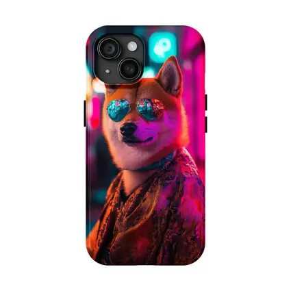 Shiba Inu Dog Sunglasses Neon City Night