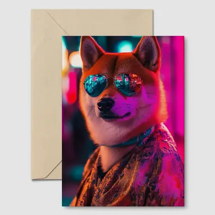 Shiba Inu Dog Sunglasses Neon City Night