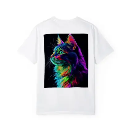 Neon Rainbow Maine Coon Cat Black Background