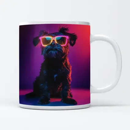 Black Affenpinscher Dog Neon Sunglasses Purple Background