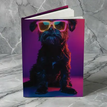 Black Affenpinscher Dog Neon Sunglasses Purple Background