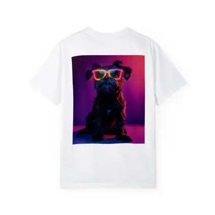 Black Affenpinscher Dog Neon Sunglasses Purple Background