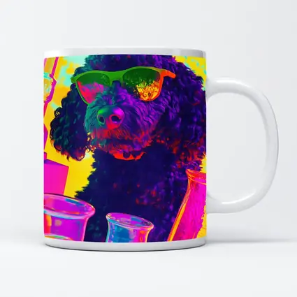 Poodle Dog Scientist Neon Pop Art