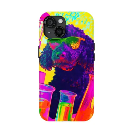 Poodle Dog Scientist Neon Pop Art