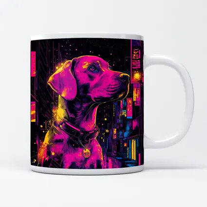 Labrador Dog Neon Cyberpunk City Night