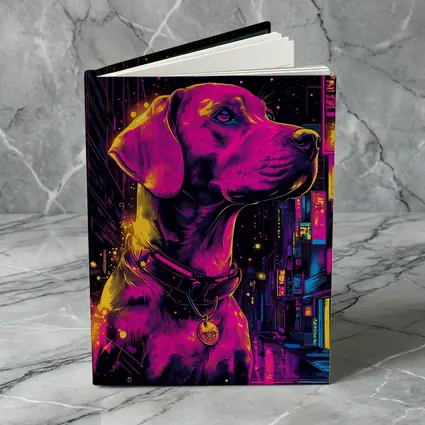 Labrador Dog Neon Cyberpunk City Night