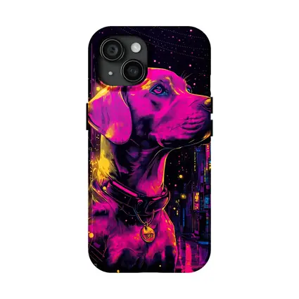 Labrador Dog Neon Cyberpunk City Night